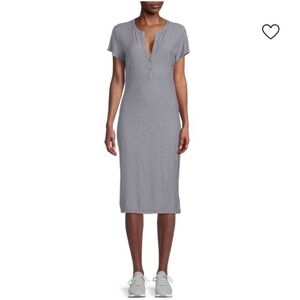 Standard James Perse Split-neck Shirt Dress‎ Midi Gray